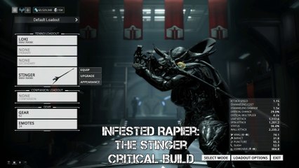 Warframe: Building a Zaw - Infested Rapier: The Stinger Critical Build(fast & furious strikes)