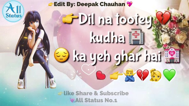 Whatsapp Status Video | Sad Love Hindi Song || Dil na toote Khuda ka ye Ghar hai