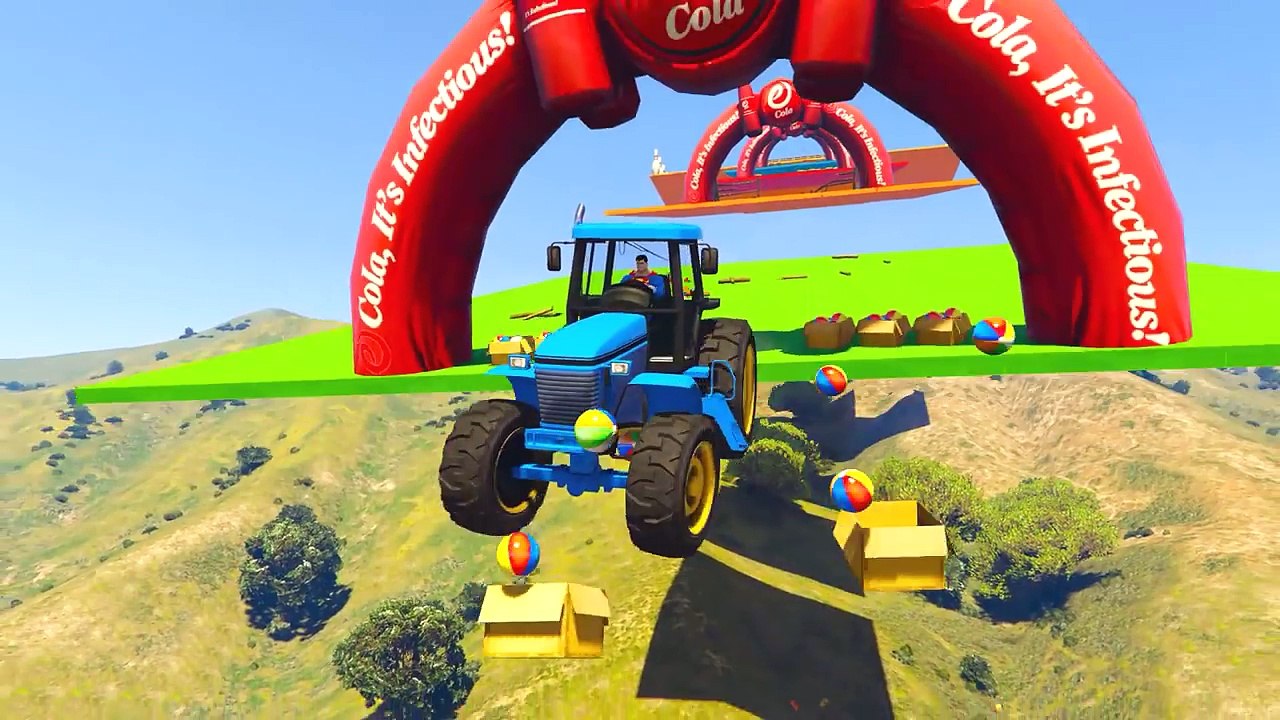Learn Colors with Tractor & Jetski w Superheroes Cartoon for Kids & Babies Nursery Rhymes