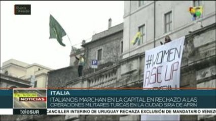 Miles en Roma protestan en rechazo a operación militar turca en Siria