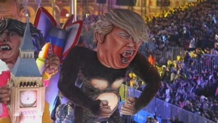 Trump y Macron, 'Reyes del Espacio" en el Carnaval de Niza