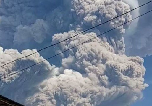 Mount Sinabung Erupts, Spews Massive Columns of Ash Into Sky
