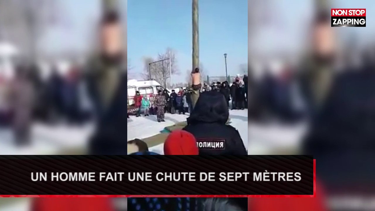 Russie : en short, il grimpe sur un poteau et fait une violente chute de 7m de haut (Vidéo)
