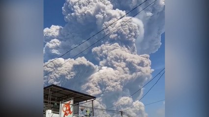 Download Video: Mount Sinabung erupts and spews massive columns of ash into sky