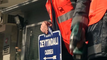 ABD Büyükelçiliği önündeki caddeye 'Zeytin Dalı' tabelası asıldı - ANKARA