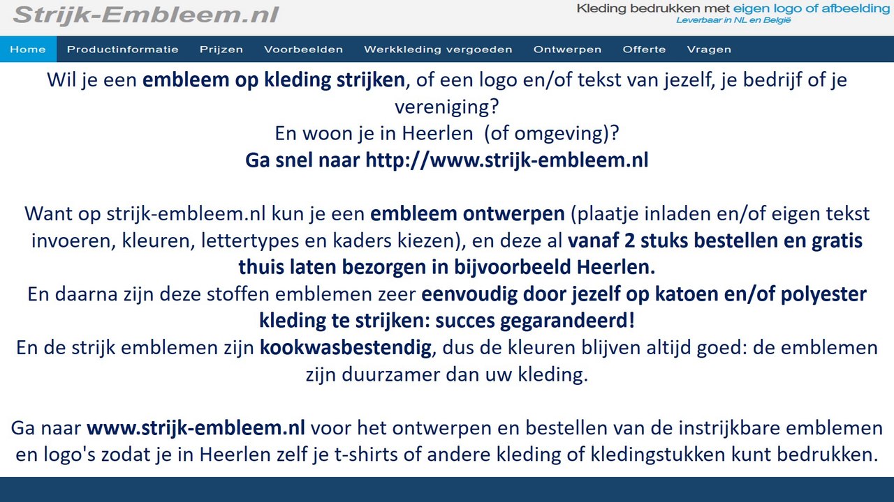 Embleem kleding strijken Heerlen