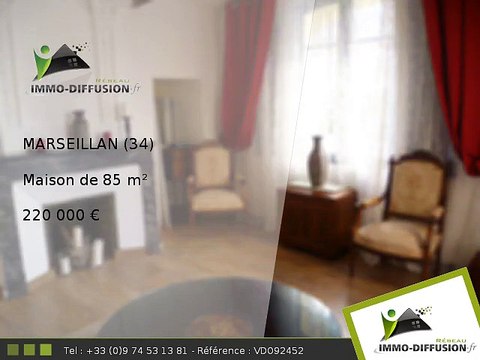 Maison A vendre Marseillan 85m2 - 220 000 Euros
