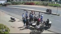 Family miraculously escapes after speeding jeep hits motorcycle