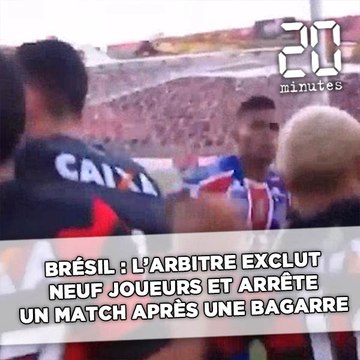 Derby, provocation et grosse baston... L'arbitre exclut neuf joueurs et arrête un match au Brésil