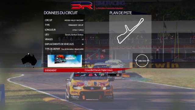 Tour de piste à Hidden Valley en Holden Commodore SRV8 sur rFactor 2