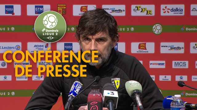 Conférence de presse Quevilly Rouen Métropole - RC Lens (1-2) : Emmanuel DA COSTA (QRM) - Eric SIKORA (RCL) - 2017/2018