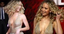 Jennifer Lawrence, Ödül Töreninde Giydiği Göğüs Dekolteli Kıyafetle Nefes Kesti