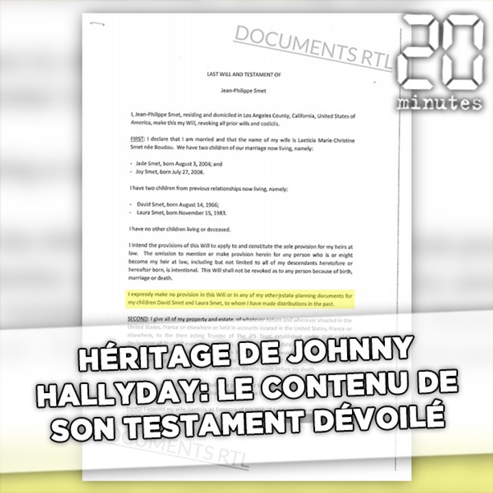 Héritage de Johnny Hallyday: Le contenu de son testament dévoilé