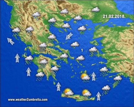 Η πρόγνωση του καιρού για την Τετάρτη 21-2-0218