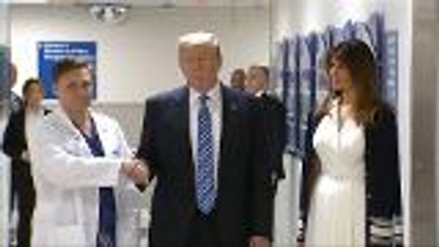 Trump visits Florida hospital to pay respects after school shooting