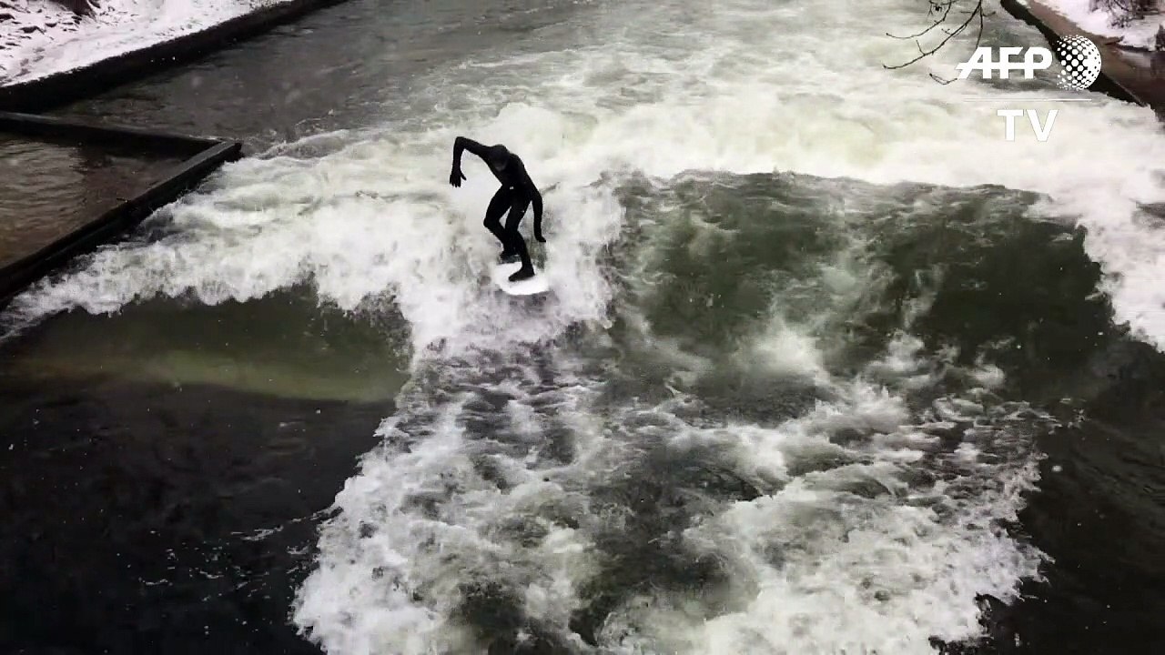 Surf's up on Munich's man-made Eisbach river