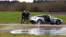 Prince William test runs Aston Martin on slid track