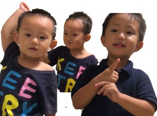 大きな鏡が大好き♪ なぜかテンションが高い♪ 5歳のトレーシーと3歳のスティーブ ★Play with an intellectual tool★
