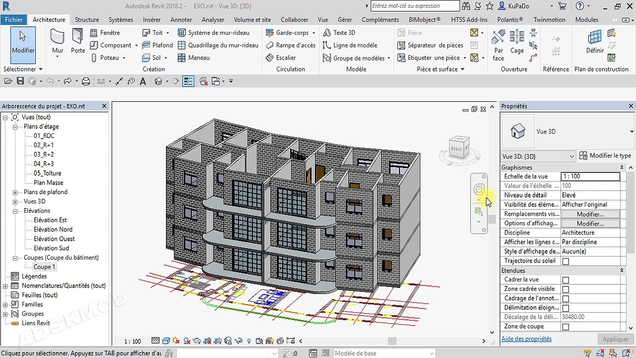 7 - Les bases de Revit 2018 - Cage d'escaliers et Garde-Corps