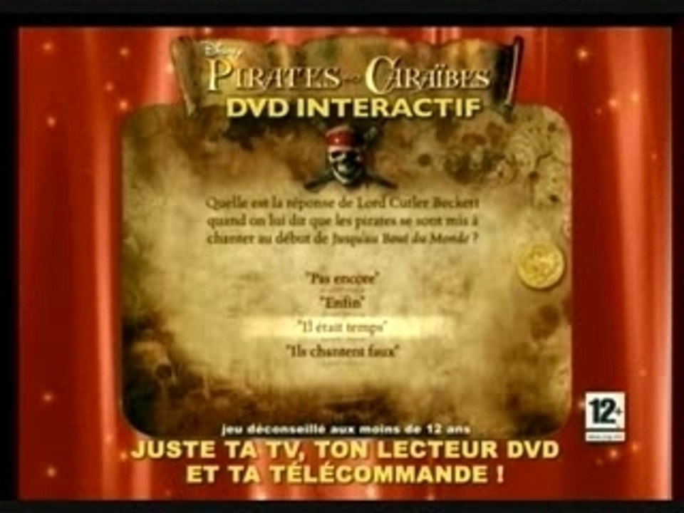 Pirates des caraibes : le DVD Intéractif PUB TV