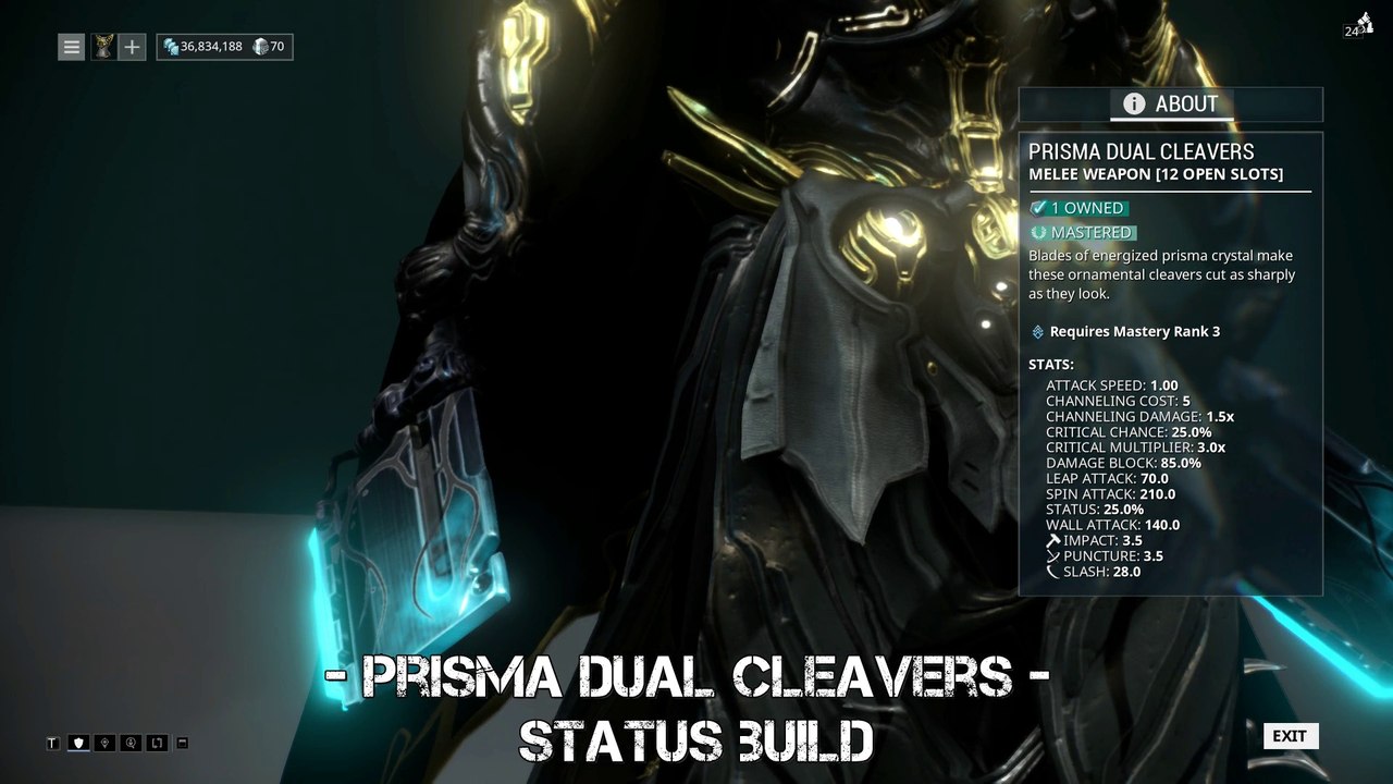 Warframe Prisma Dual Cleavers Status build (0 forma) video Dailymotion