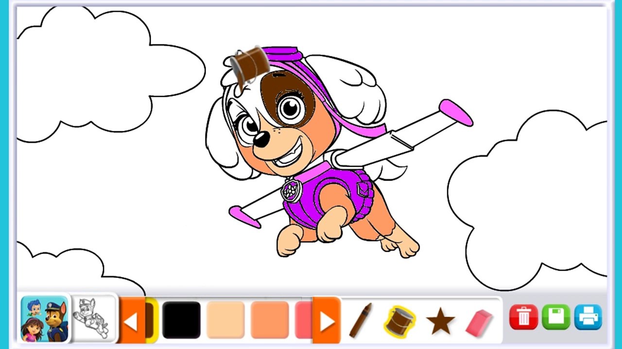 Skye PAW Patrol Coloring Page Nick. Jr Kids Coloring Book