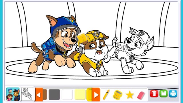 Paw Patrol Nick Jr Coloring Page Chase Rubble Rocky Digital Color