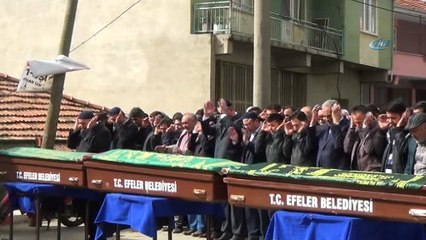 Kazada ölen aynı aileden 3 kişi yan yana toprağa verildi
