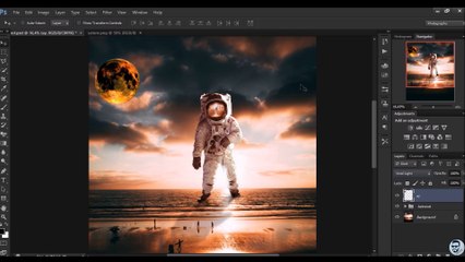 Astronot ve Deniz Manipülasyon Tasarım - Photoshop