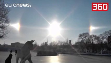 Fenomeni i pazakontë natyror/Tremben banorët, në qiell shfaqen 3 diej (360video)