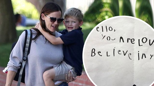 'You are loved and I believe in you': Jennifer Garner posts heartwarming letter her five-year-old son Samuel put in a library book.