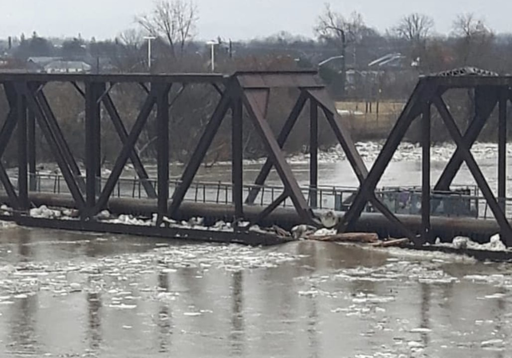 Ice Jams Clog Grand River Through Brantford, Ontario