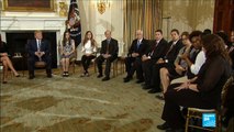 Tearful students plead with Trump to roll back gun rights