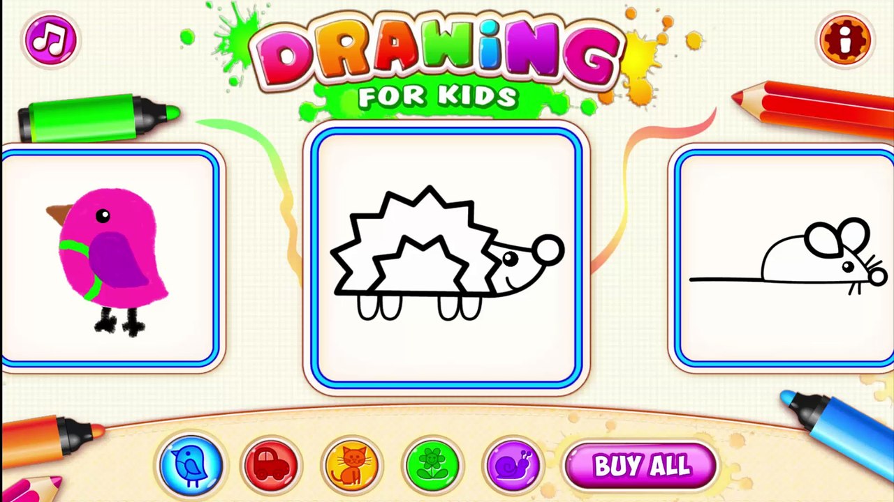 Drawing for kids  -  drawing Hedgehog