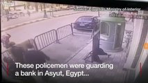 Moment policeman catches falling child