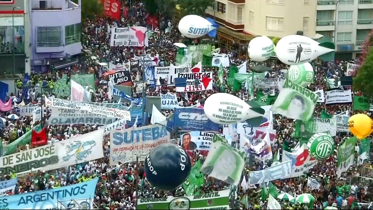 Argentina's unions stage mass protest against austerity