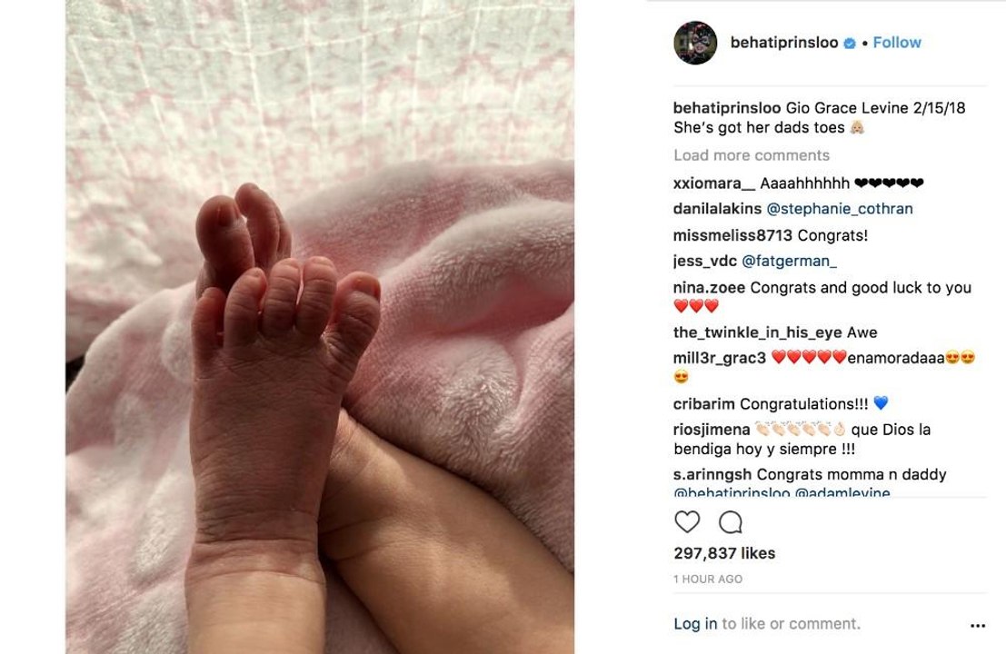Behati Prinsloo shares first photo of newborn daughter