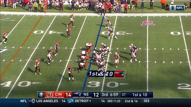 2016 - Tom Brady throws a strike to Martellus Bennett for 24 yards