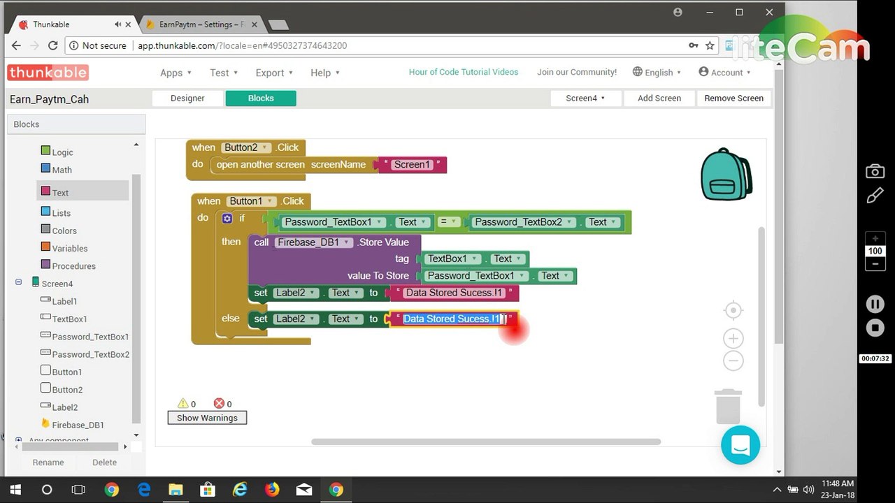 How to Create Login & Registration Screen with Firebase Database | Thunkable Tutorial 5 (In Hindi)