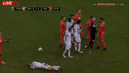 Raul Navas RED CARD HD - Salzburg 2-1 Real Sociedad 22.02.2018