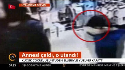 Utancından yüzünü kapattı