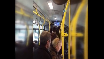 Yolcu otobüsünde gerginlik... O anlar kamerada