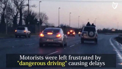 Footage shows cars six-abreast on busy Dublin road during sulky race chaos