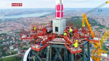 Çamlıca Kulesi'ndeki çalışmalar havadan görüntülendi