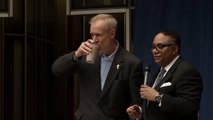 Illinois Governor Bruce Rauner drinks chocolate milk to show diversity is 'really good'