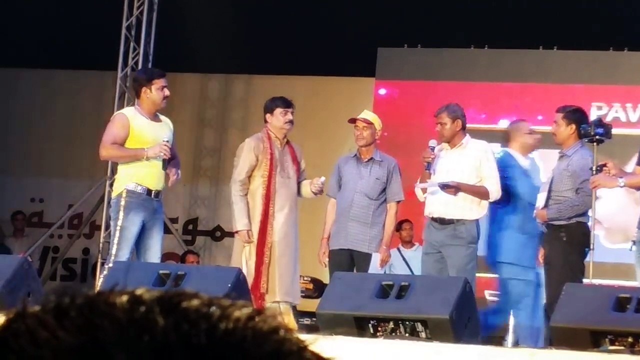 Pawan singh with Akshra Singh & Monalisa Bhojpuri Star Night doha qatar 12 Sep 2016