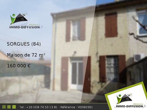 Maison A vendre Sorgues 72m2 - 160 000 Euros