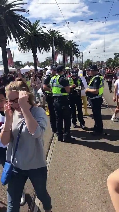 Guys in Seagull Costumes Chase Police Officer