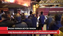 Kadirli’de pazar yerinde büyük yangın