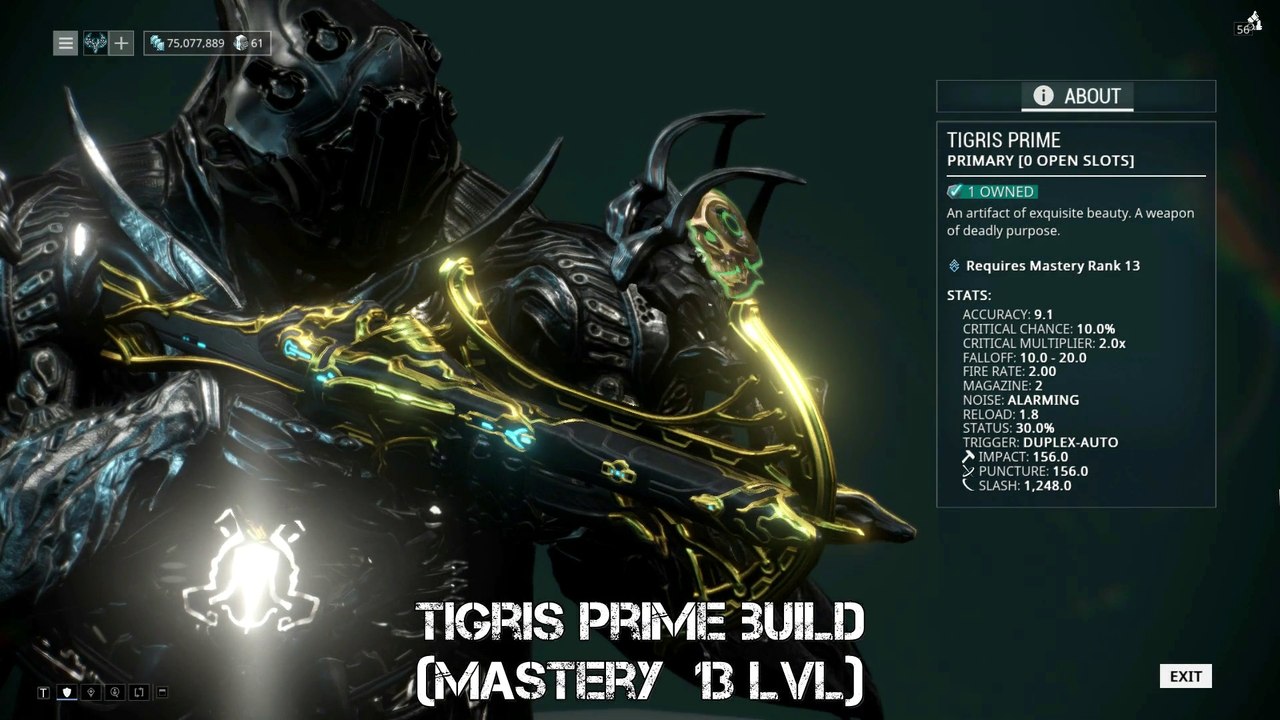 Warframe Tigris Prime Status Build - The Destroyer